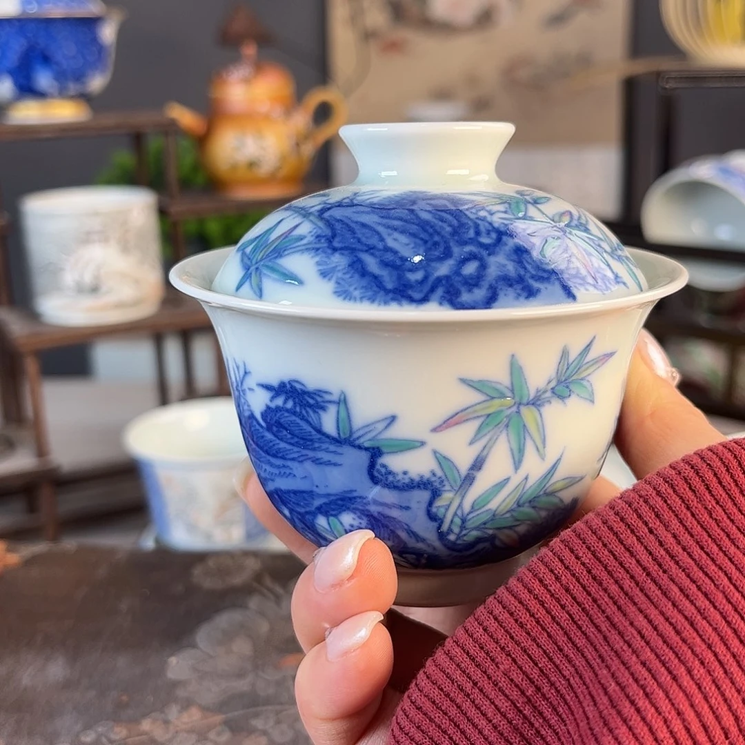 摆件景德镇陶瓷茶杯多人