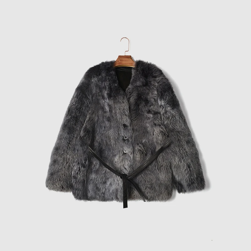 深棕色潮流皮草服装 40288