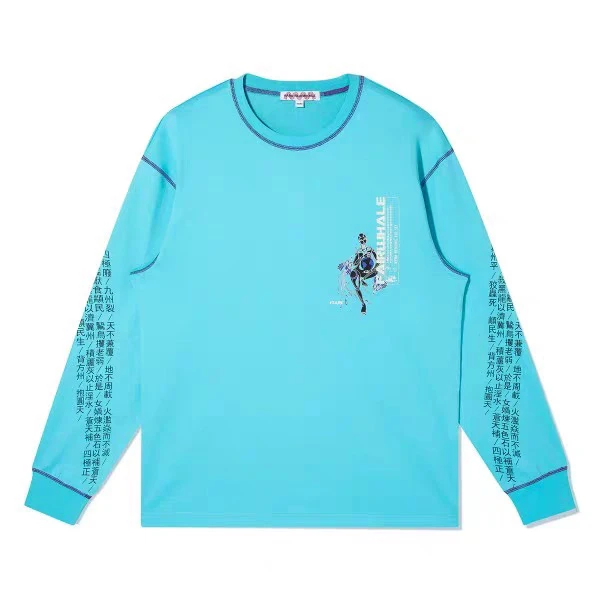 马克国潮女娲补天系列撤柜春秋长袖T恤纯棉圆领时尚明线卫衣