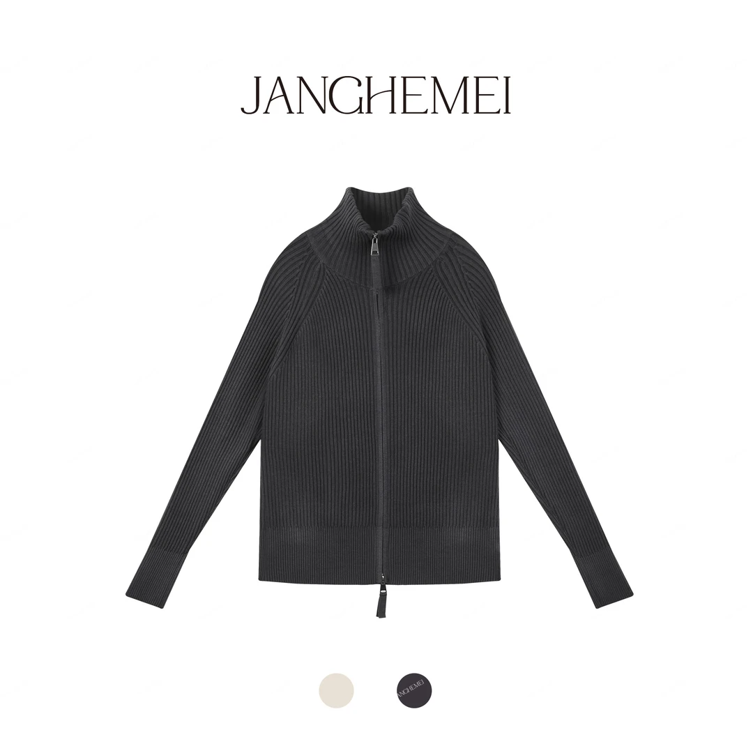 JANGHEMEI【暖冬】慵懒麻花双拉链针织开衫外套百搭毛衣 M29330M44