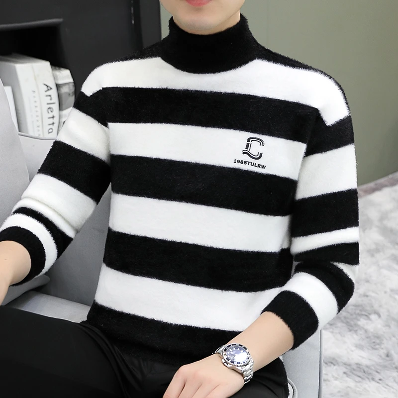 针织冬季针织衫半高领毛衣半高领保暖男士加厚