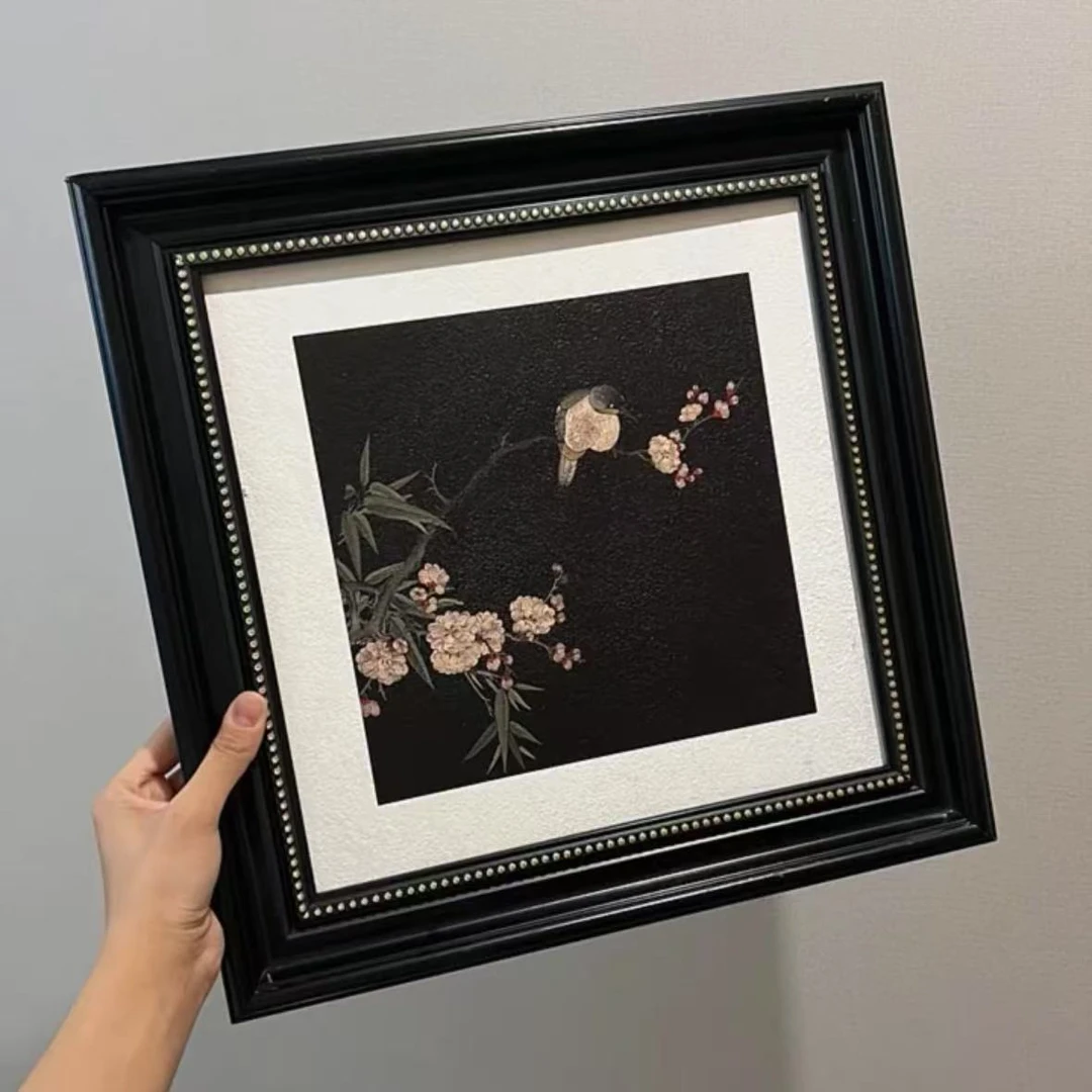 喜鹊登枝装饰画复古风客厅背景墙挂画高级感玄关装饰摆件乔迁礼物