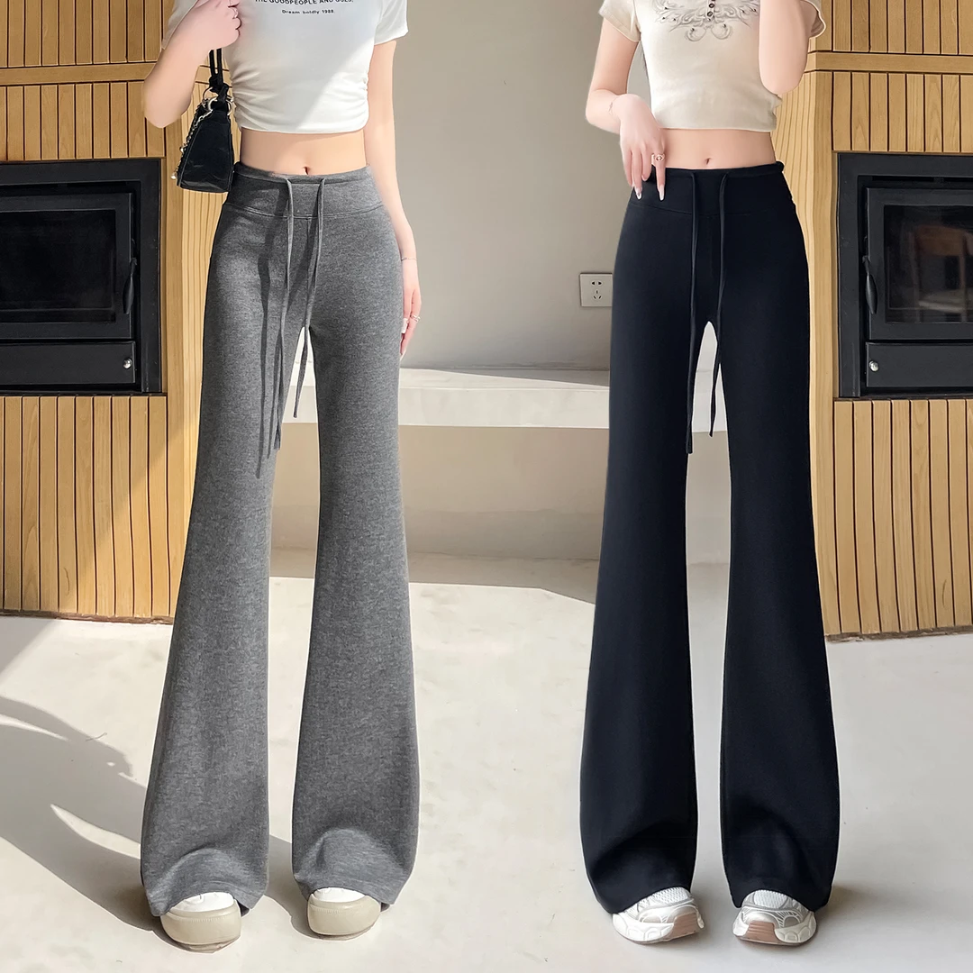 La Chapelle/拉夏贝尔低腰裤女新款微喇卫裤lulu运动裤休闲喇叭裤