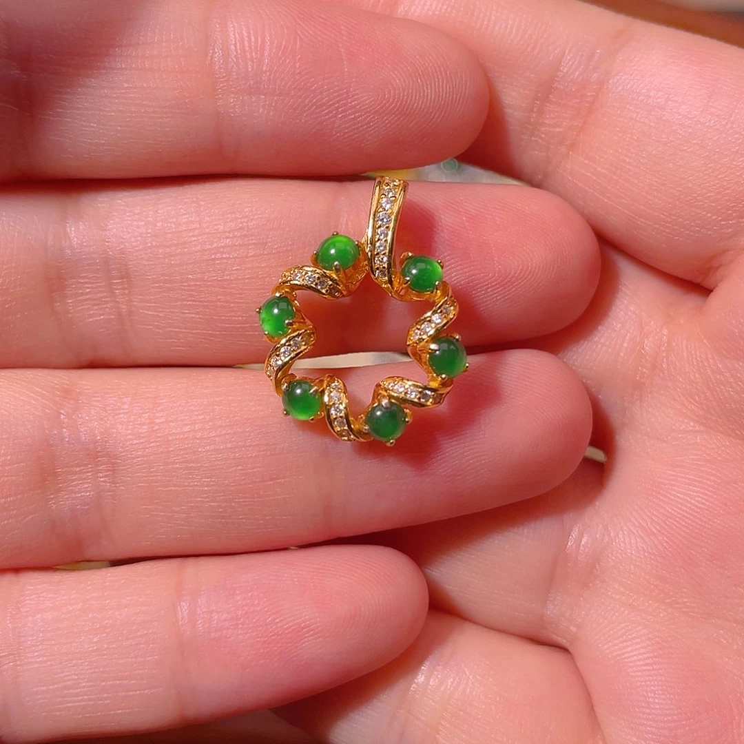 翡翠银S925镶嵌吊坠(不含链)