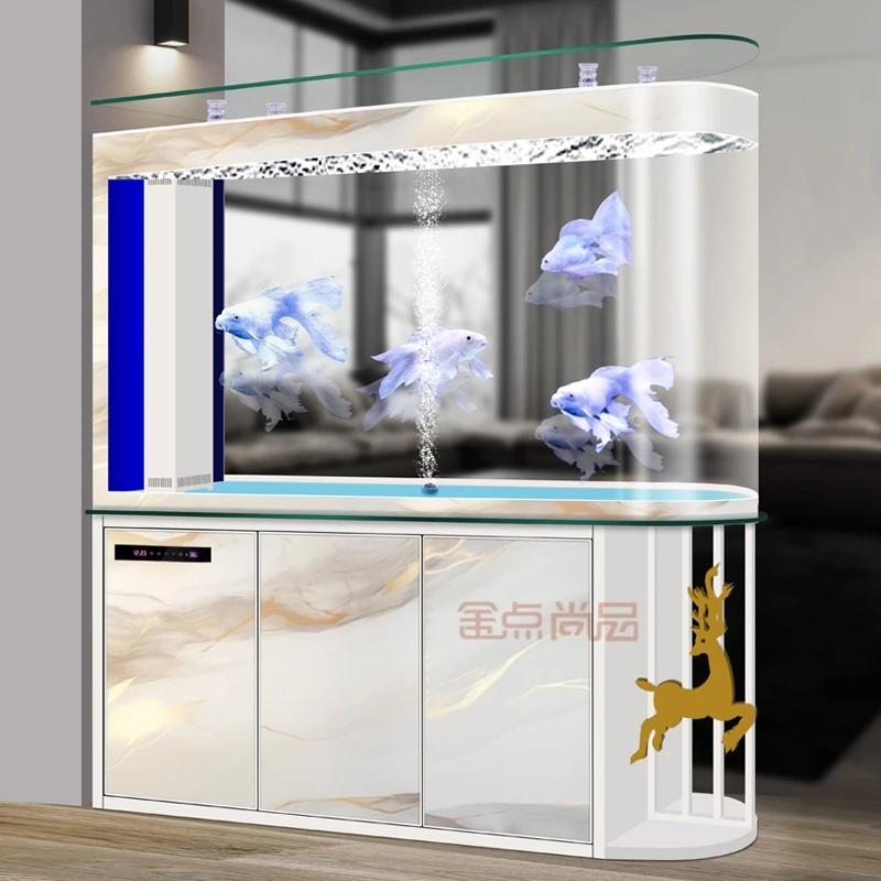 新款鱼缸屏风隔断家用高清玻璃鱼缸带智能控制系统适用客厅办公室
