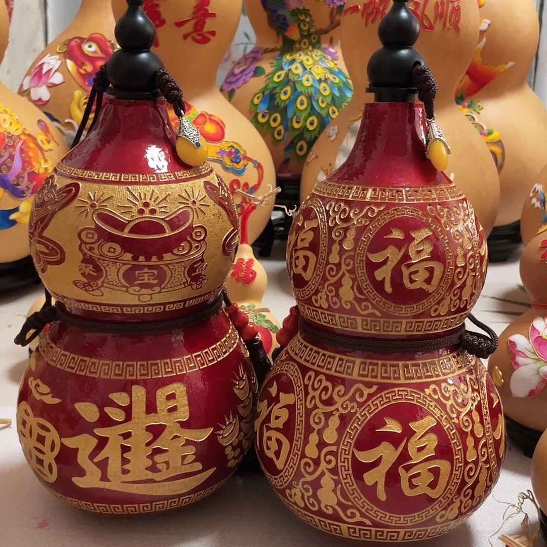 以***待木葫芦福禄红色两个