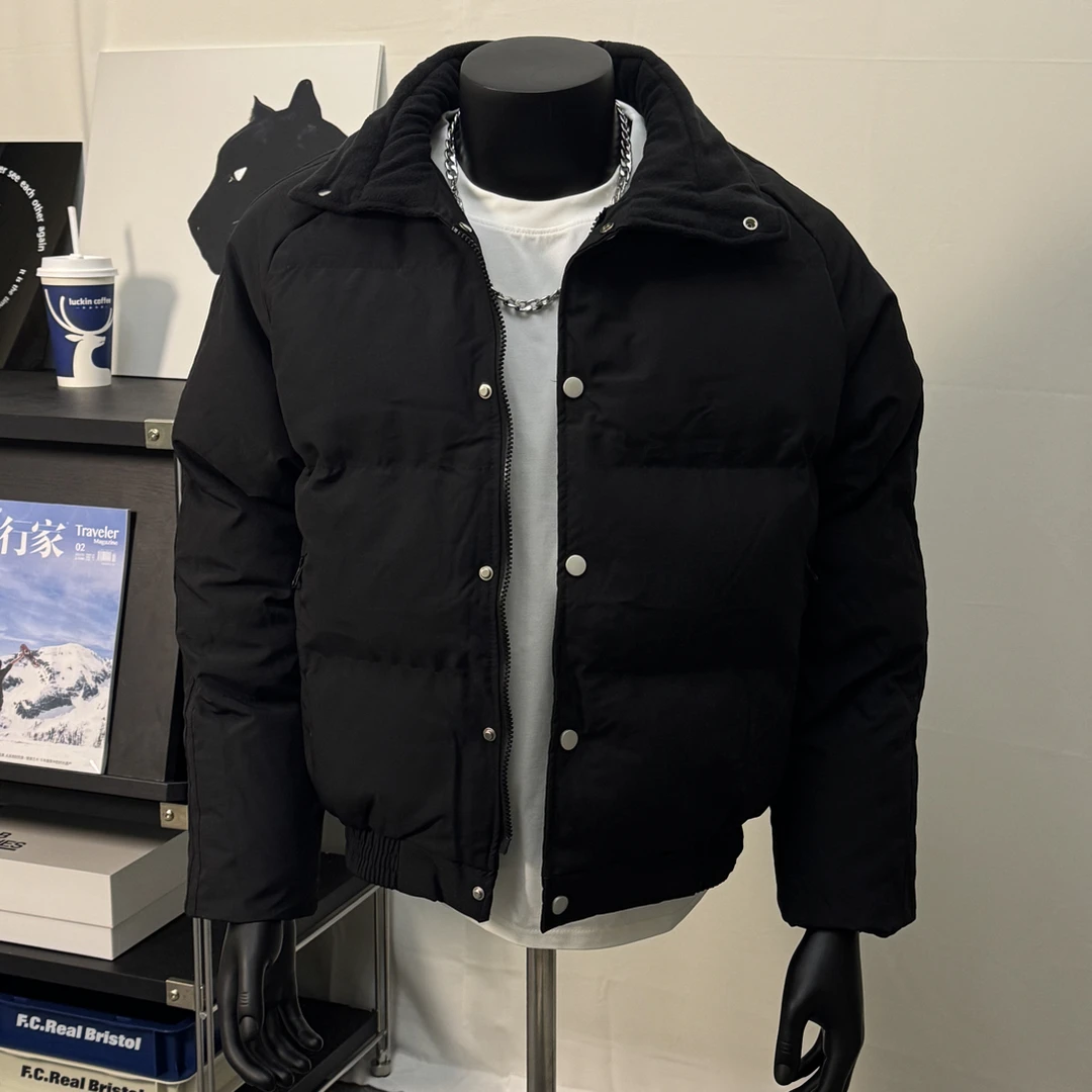 【林间法则】秋冬加厚保暖翻领纯色棉服男女款小众设计百搭棉袄