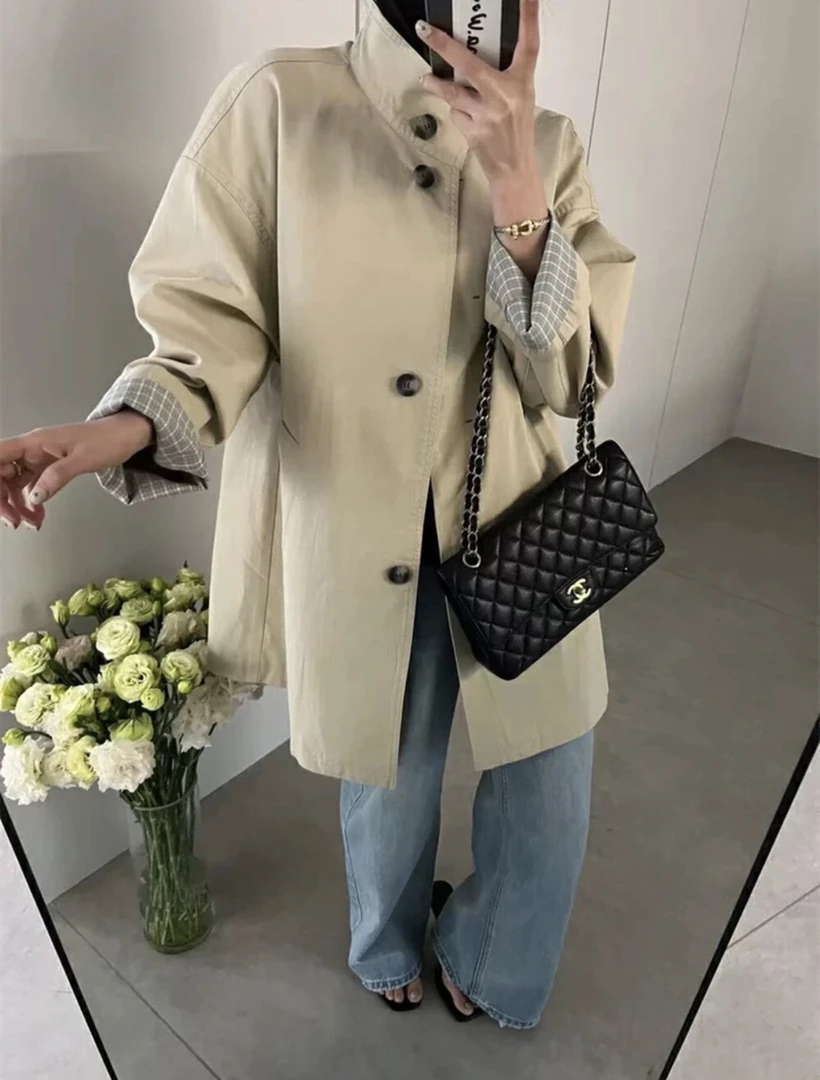 韩版简约风衣，·胖瘦能穿