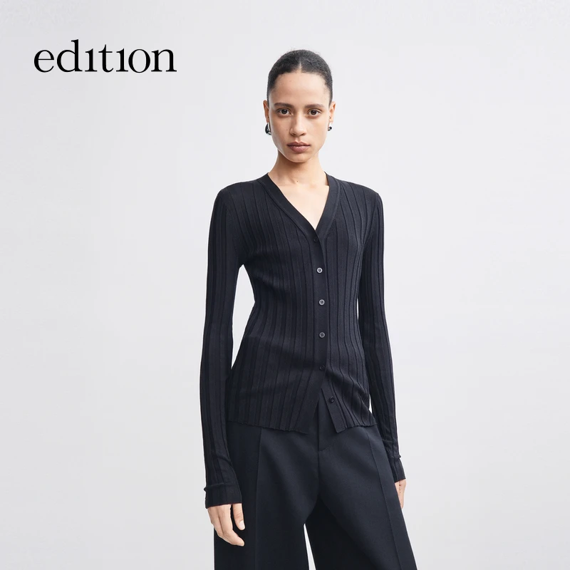 【商场同款】edition2025秋季新款桑蚕丝修身针织开衫#EBE3CAR008