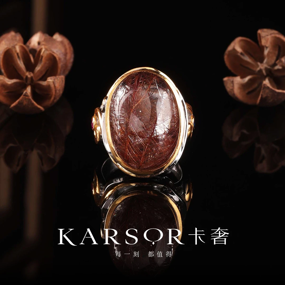 S925银 铜发晶 水晶戒指 KGJ157