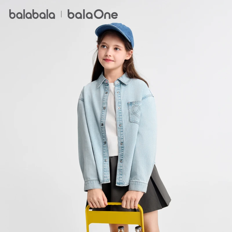 【balaOne】巴拉巴拉女童衬衫儿童长袖新款秋全棉牛仔衫外套