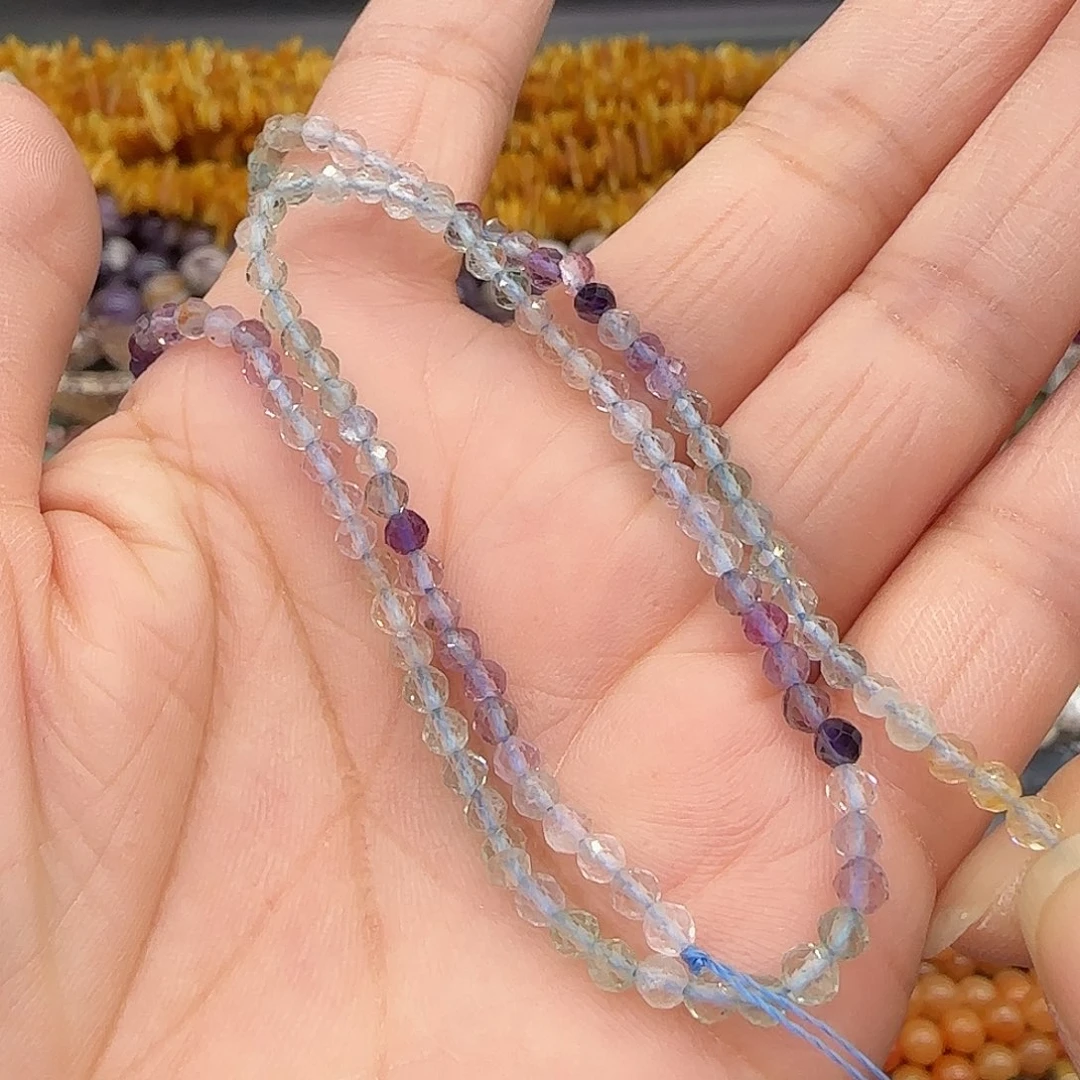 玛瑙/玉髓合金珠宝半成品莹石3mm切面一条