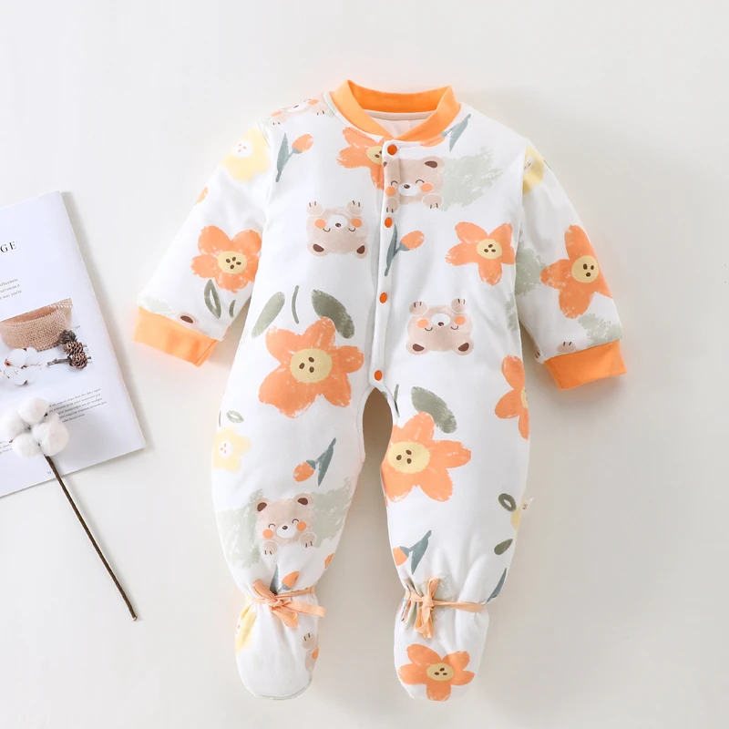 200克开裆连体包脚新生儿中厚棉衣刚出生儿带鞋宝宝衣服