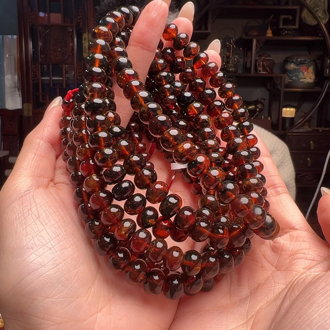 琥珀裸石未镶嵌抚顺琥珀20399多样性发其一9mm