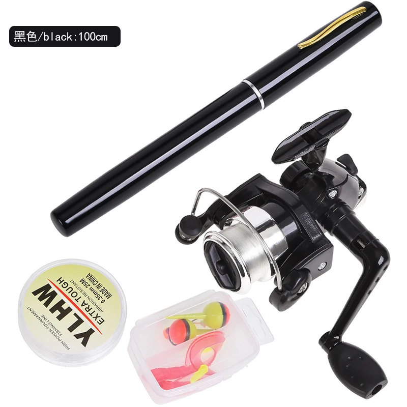 出口超便携迷你钢笔竿冰钓竿路亚竿套装亲子情侣鱼竿杆儿童竿