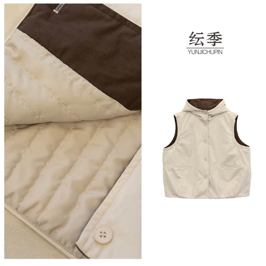 【纭季原创】衣长62秋冬季连帽夹棉厚款小众百搭马夹D251519