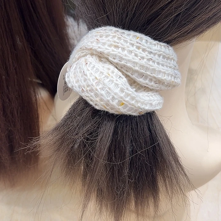 布艺铁合金米白色发圈