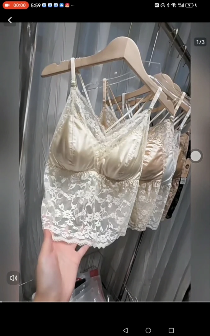 6810欧货缎面拼接蕾丝美背背心