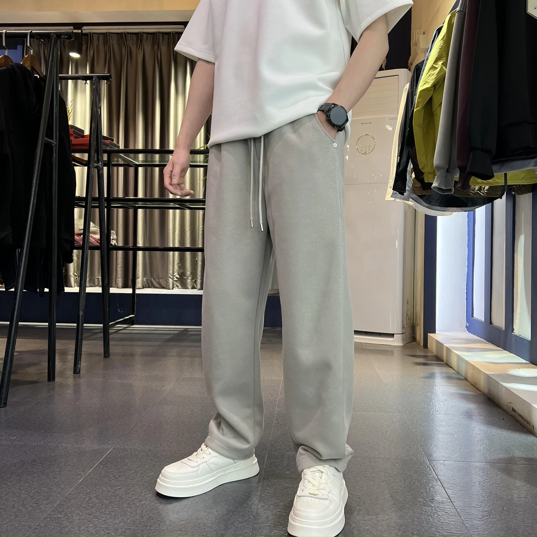 KP-X时髦垂顺弯刀裤秋季男士简约风舒适百搭宽松垂感直筒休闲长裤