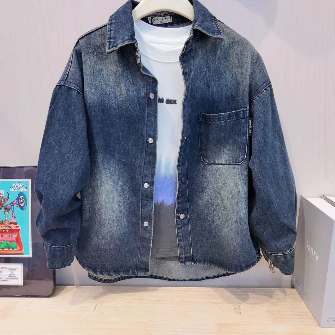 【小哥童装】秋季新品上新牛仔衬衫重工艺中大童水洗韩版时尚25299