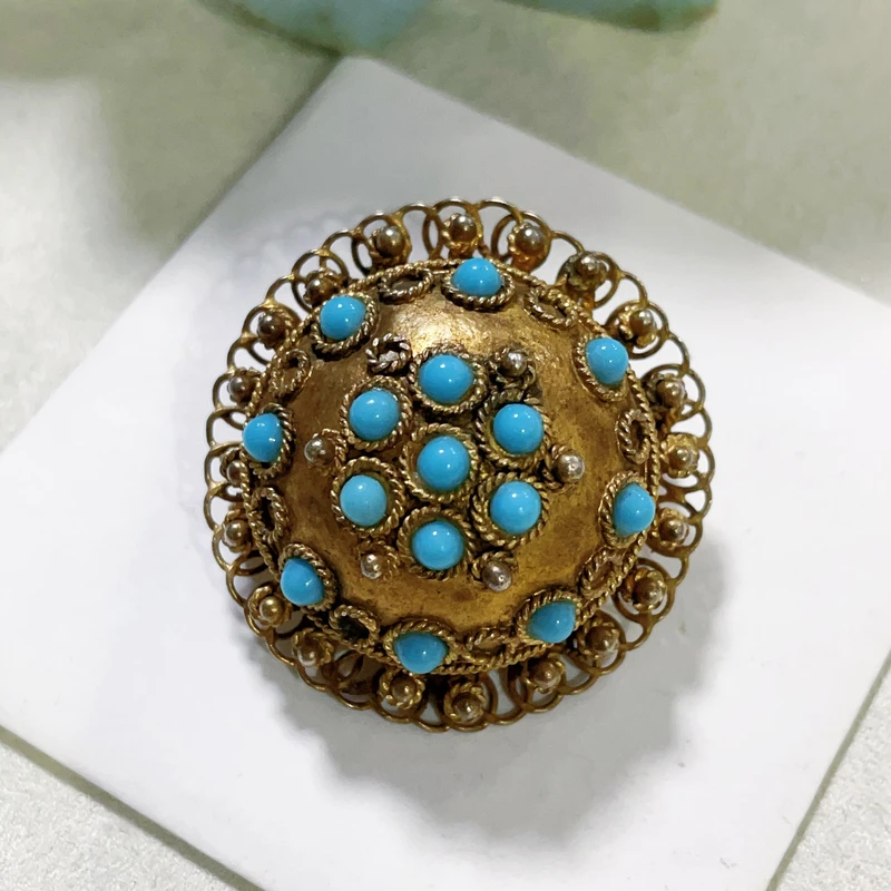 合金羽毛胸针 合金 老捷克蓝色琉璃胸针Z0248