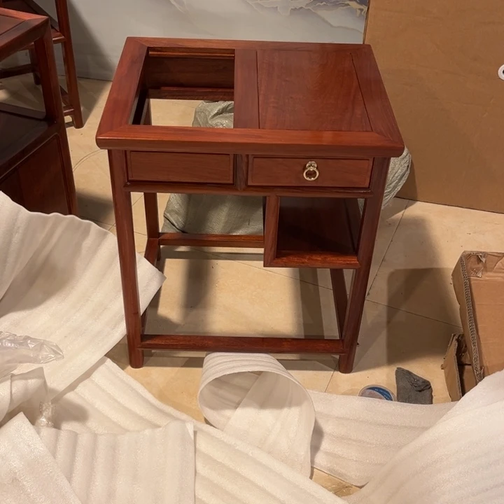 紫檀木类端景台平*缅花茶水架