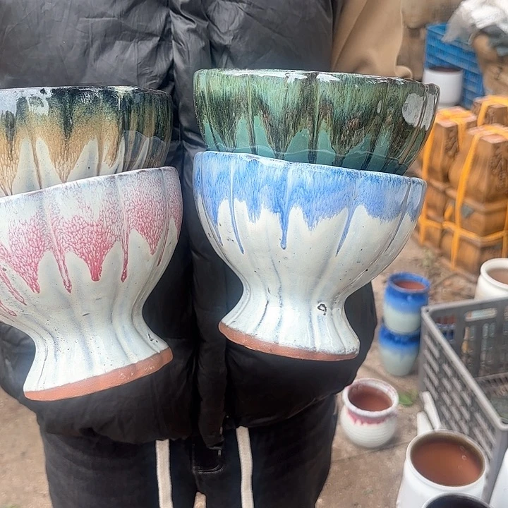 红陶莲花四个口径16*12.5