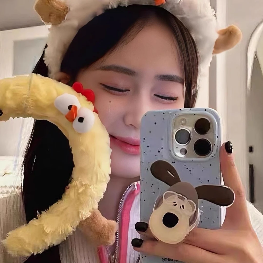 禾木 Rich~卡通可爱钵钵鸡毛绒发箍女洗脸头箍高颅顶可爱头饰发卡