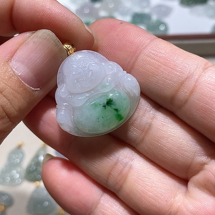 吊坠(不含链)18K金镶嵌翡翠