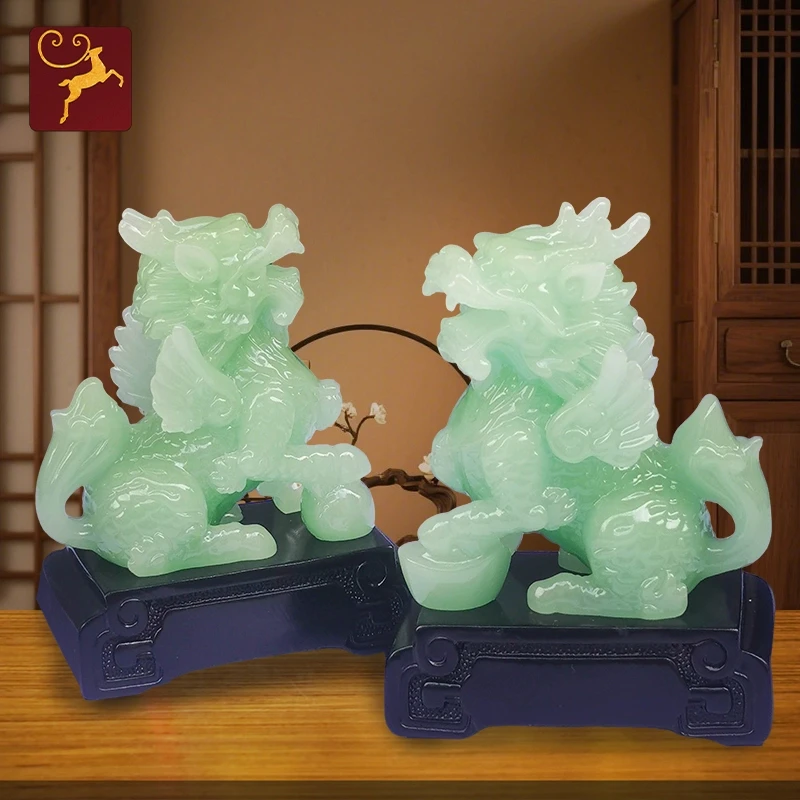 招财麒麟摆件大号一对乔迁新居装饰大气收银台新房客厅工艺品礼品