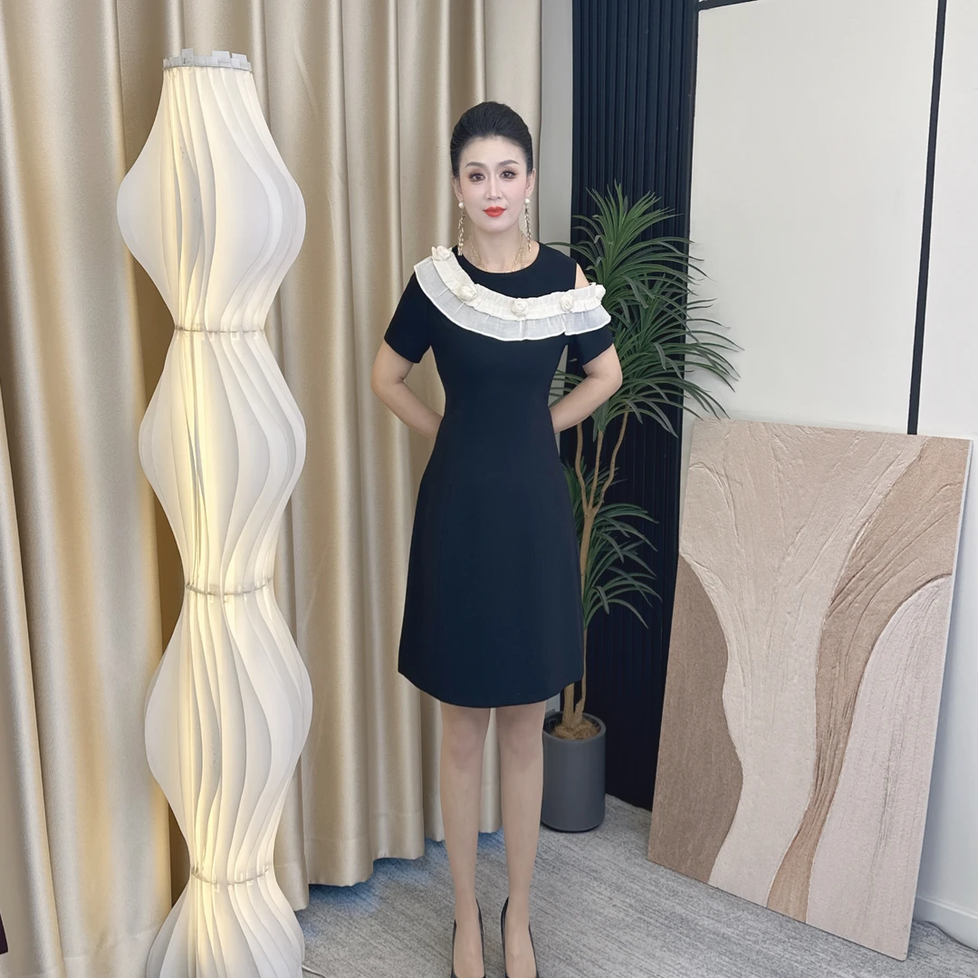 D881女装连衣裙显瘦气质轻奢时尚百搭复古收腰名媛显瘦气质轻奢