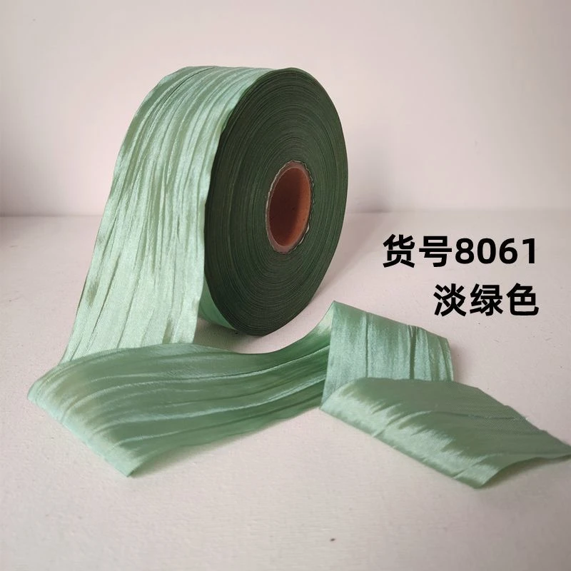 5厘米丝带炫彩褶皱缎带法式蝴蝶结diy涤纶织带发饰叶子装饰
