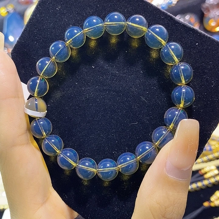 蓝珀未镶嵌珠宝奇石墨西哥蓝珀手串9