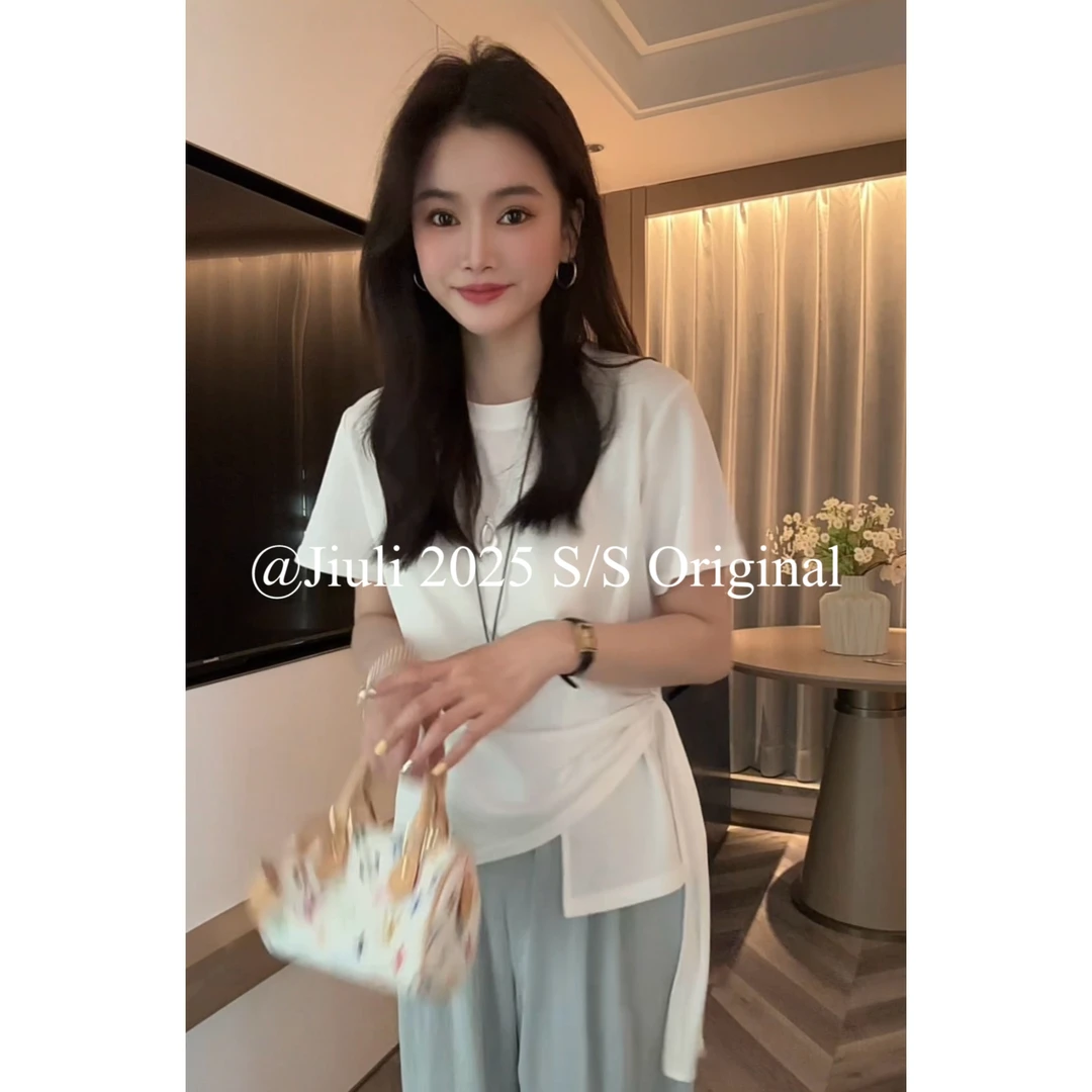 九莉【确幸t】夏季韩系不规则设计短袖T恤