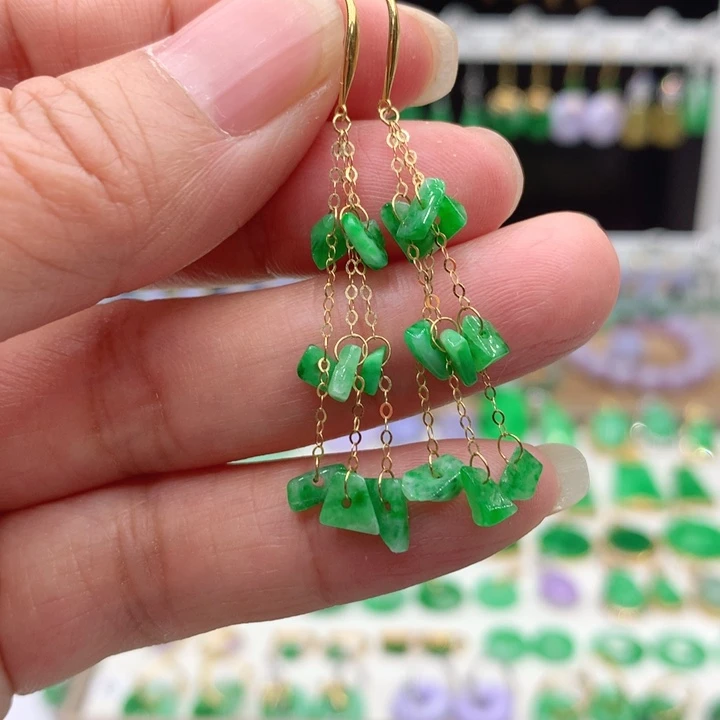 翡翠18K金镶嵌耳饰