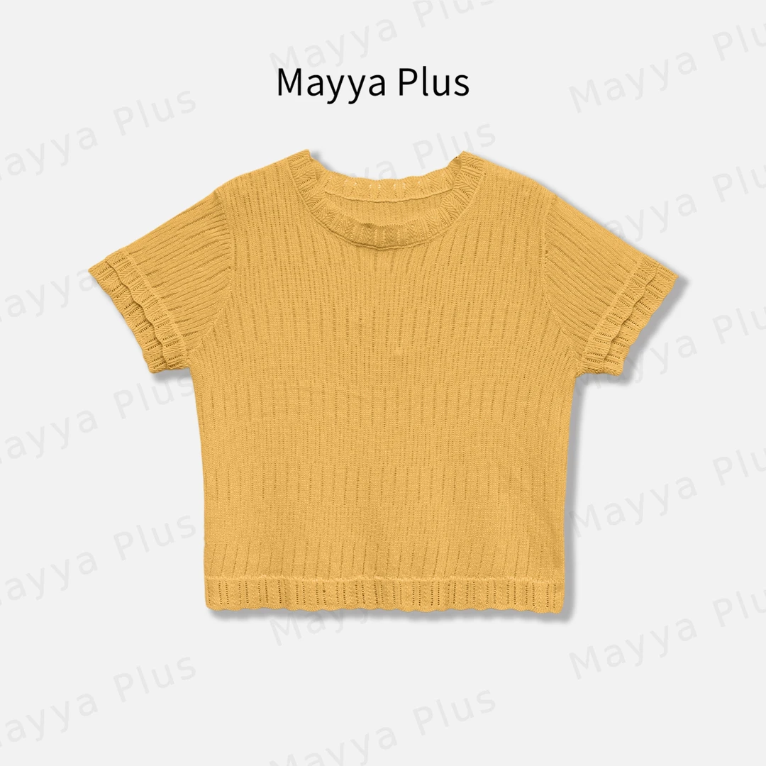 【云松】Mayya Plus麦芽定制法式针织短袖夏季圆领亚麻上衣32526721