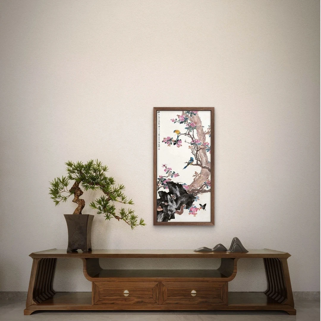 156-35*68喜上眉梢中式装饰画木框玄关书房茶室客厅挂画