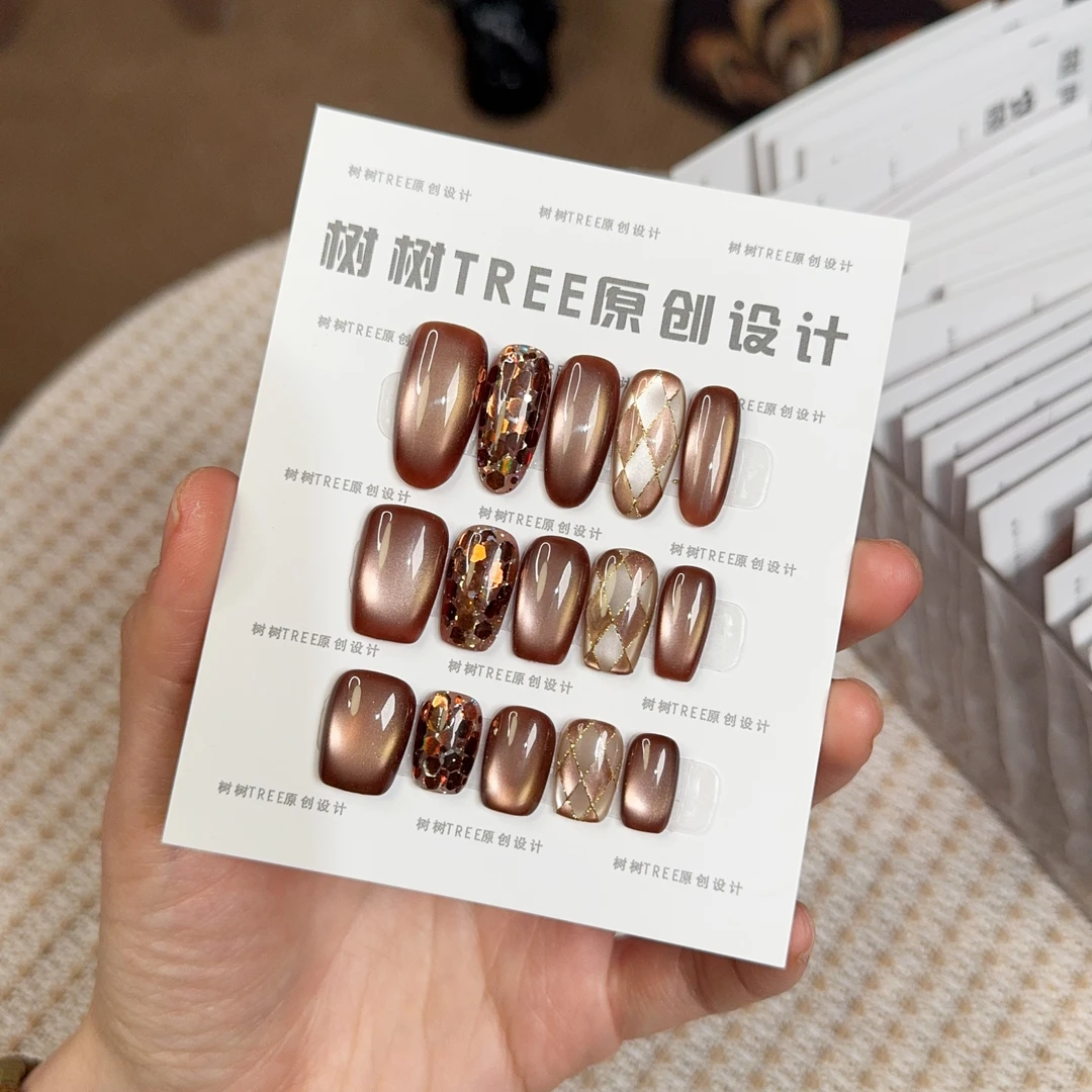 【金棕絮语】秋冬爆款奢华金棕美甲高级感满满纯手工穿戴甲