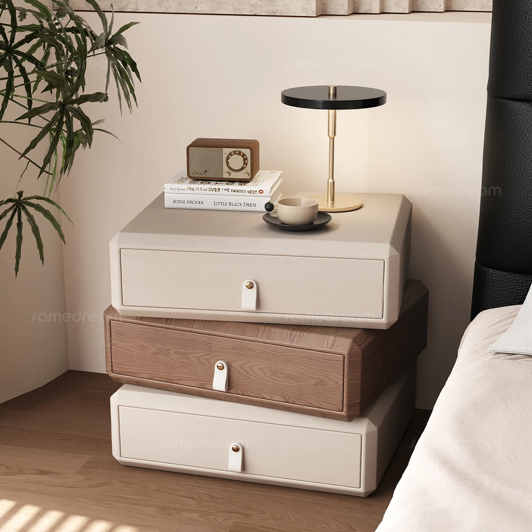 床头柜实木轻奢高级感可旋转家用卧室2025爆款简约小型床边收纳柜