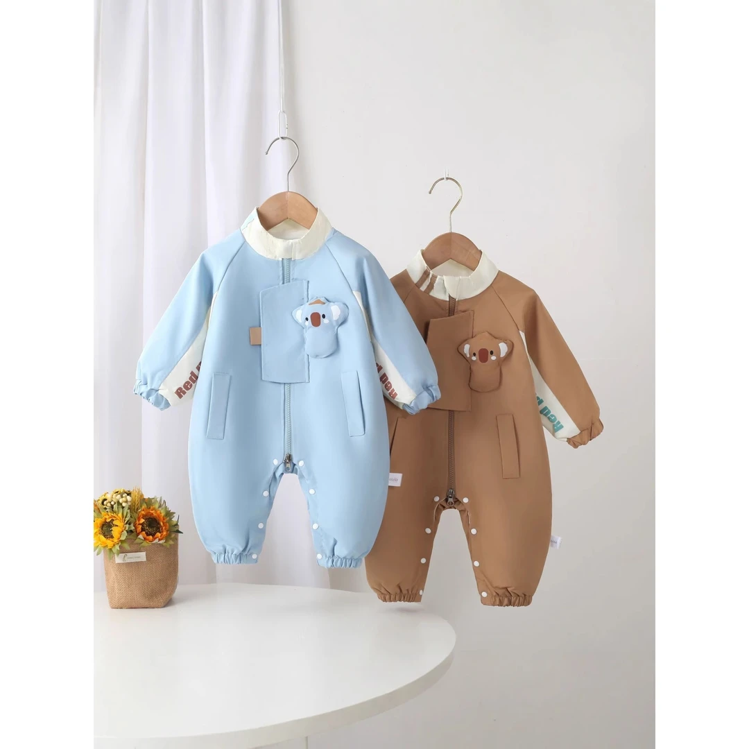 新生婴幼儿连体衣卡通可爱哈春秋外出服宝宝冲锋衣衣外出爬服