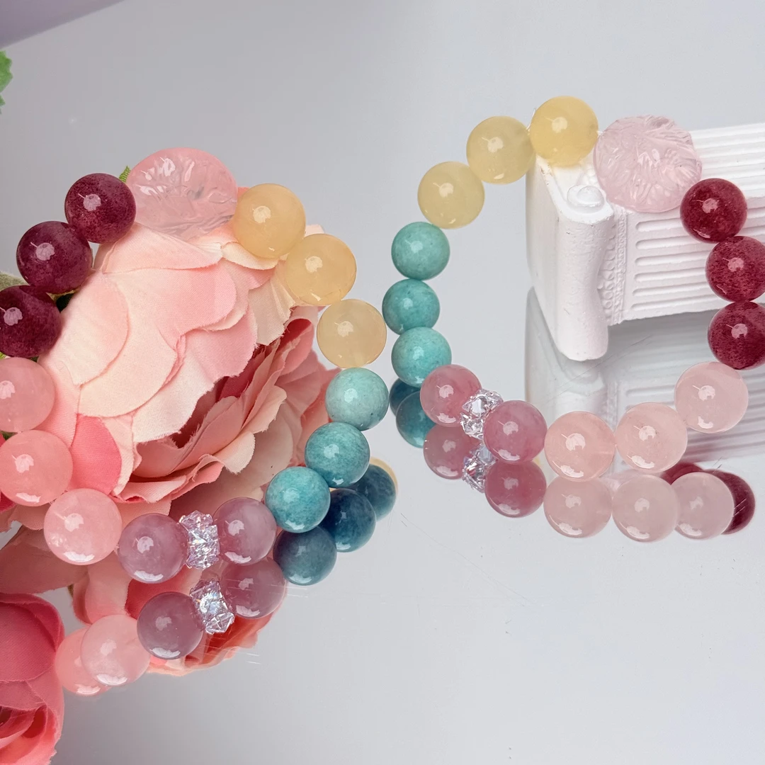 【1957 粉狐多宝】粉晶天河石等11-13mm手串面小仙多样性发其一Z