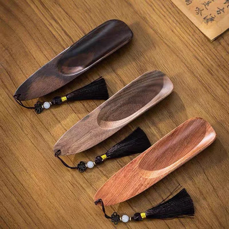 胡桃木花梨木礼盒装茶勺茶具配件茶铲茶匙分茶勺茶道配件黑檀木