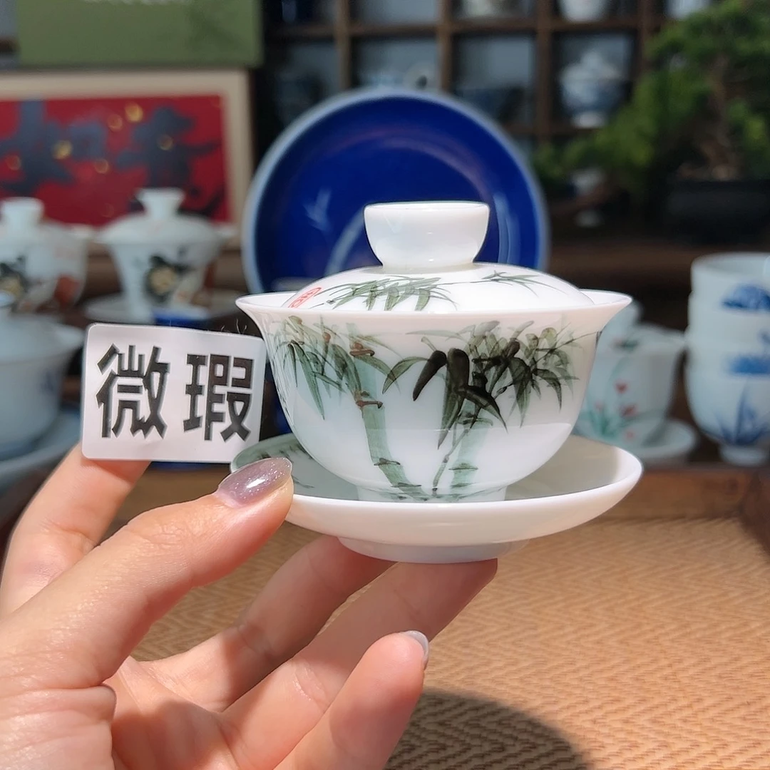 【闪购商品】微瑕 手绘 盖碗