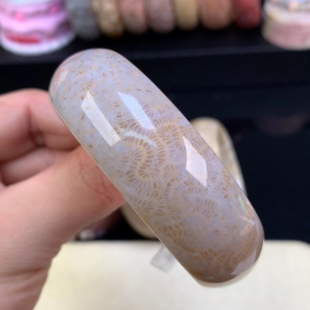 硅化珊瑚（珊瑚玉）未镶嵌颈饰55号蜈蚣脑纹58.7圈