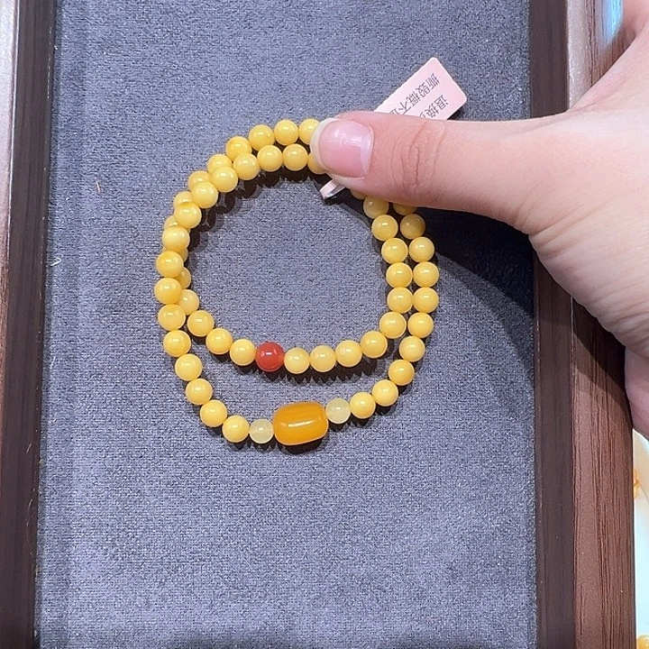 蜜蜡未镶嵌手串6.5mm蜜蜡手串