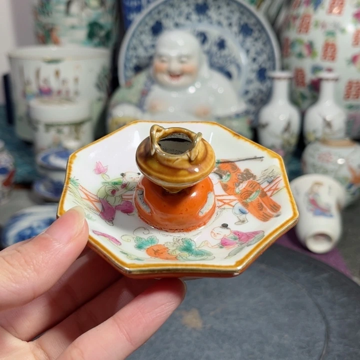 摆件粉彩人物八方香插123