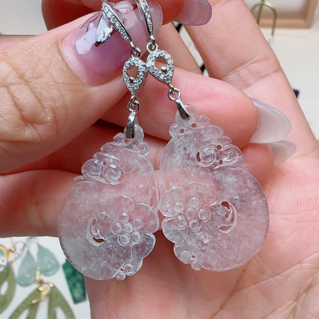 翡翠银S925镶嵌耳饰?**婕耳钩款
