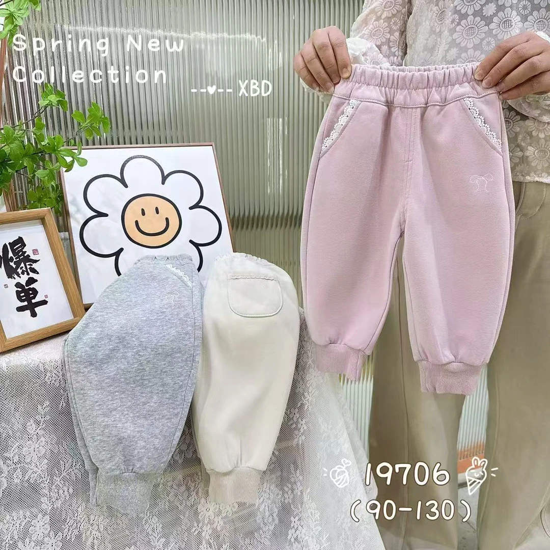 19706笑不点口袋花边运动裤