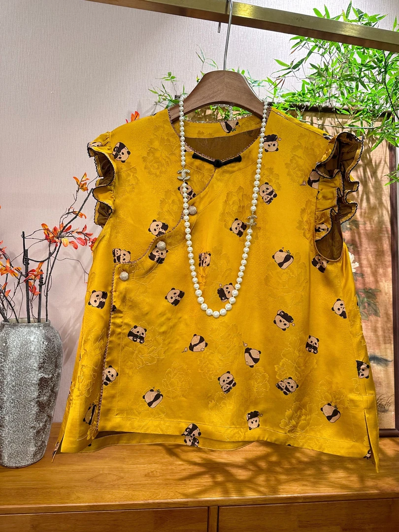 《ZUOMAN》Z0703小熊猫 新中式气质减龄斜襟盘扣娃娃款国风衬衫