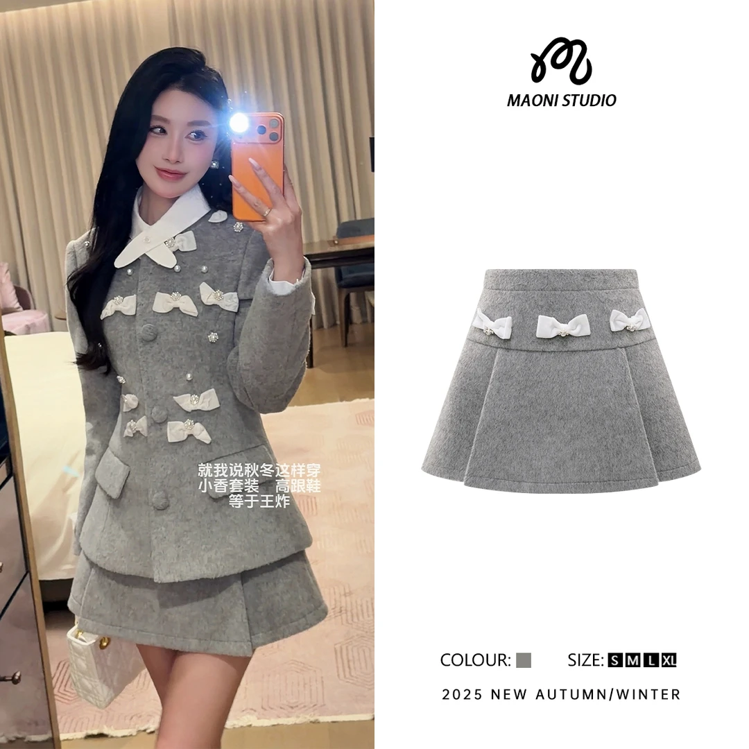 毛妮LADIESFIRST法式高级感毛妮半身裙女新款高腰气质短裤裙L2721